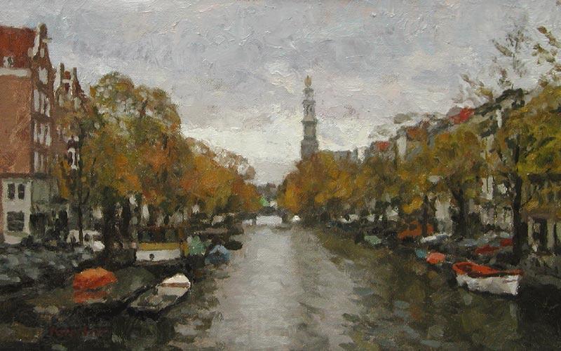 unknow artist Prinsengracht canal Norge oil painting art